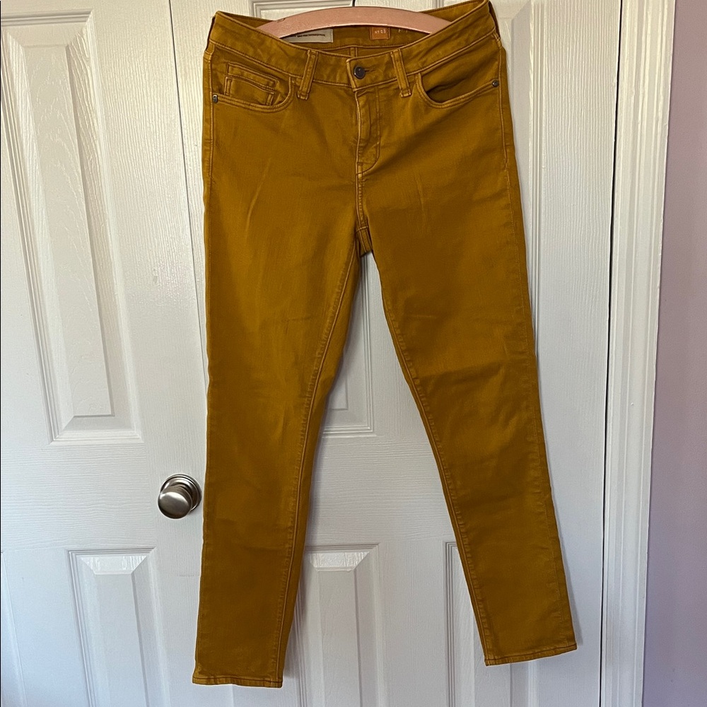Anthropologie Letterpress Mustard Gold Straight Leg Pants